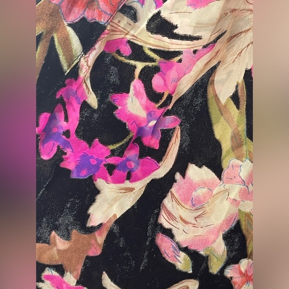 Catherines Black Burnout Velvet Floral Open Front Cardigan Kimono Sleeves 4X/5X - Picture 7 of 8